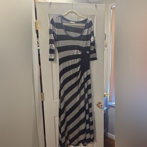 Calvin Klein Gray and Black Asymmetrical High-Low Sundress